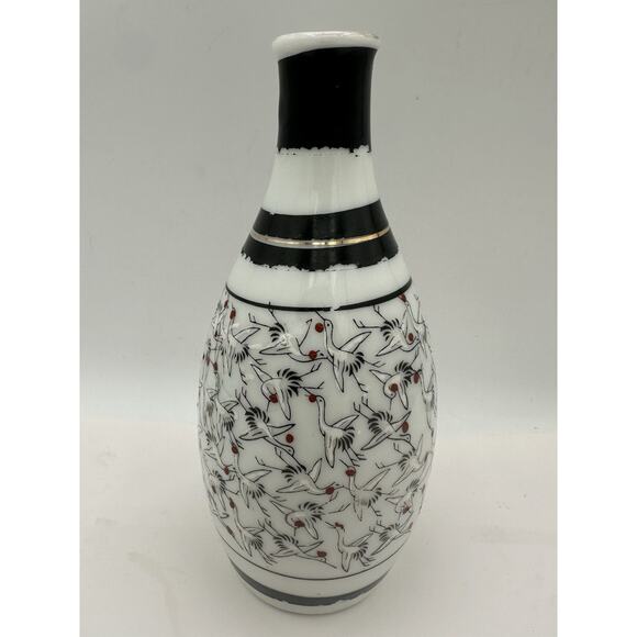 Vintage Japanese 1000 Cranes Tokkuri Sake Bottle, 6" - Picture 1 of 7
